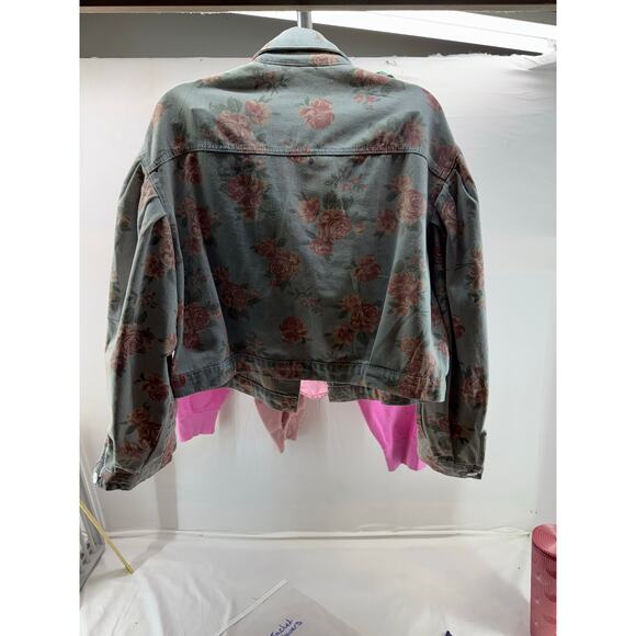 Women's Custom Bling embelished and floral denim oversized jacket XL - Picture 10 of 15